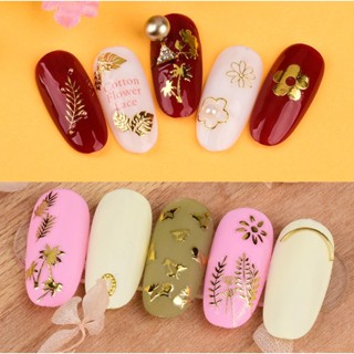 สติ๊กเกอร์ เฉดสีทอง ลายอาร์ตต่างๆ สำหรับตกแต่งเล็บ