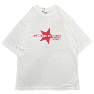 เสื้อยืด พิมพ์ลาย Ruthless SOECITY OVERSIZE "RAGE AGAINST THE MACHINE" สีขาว