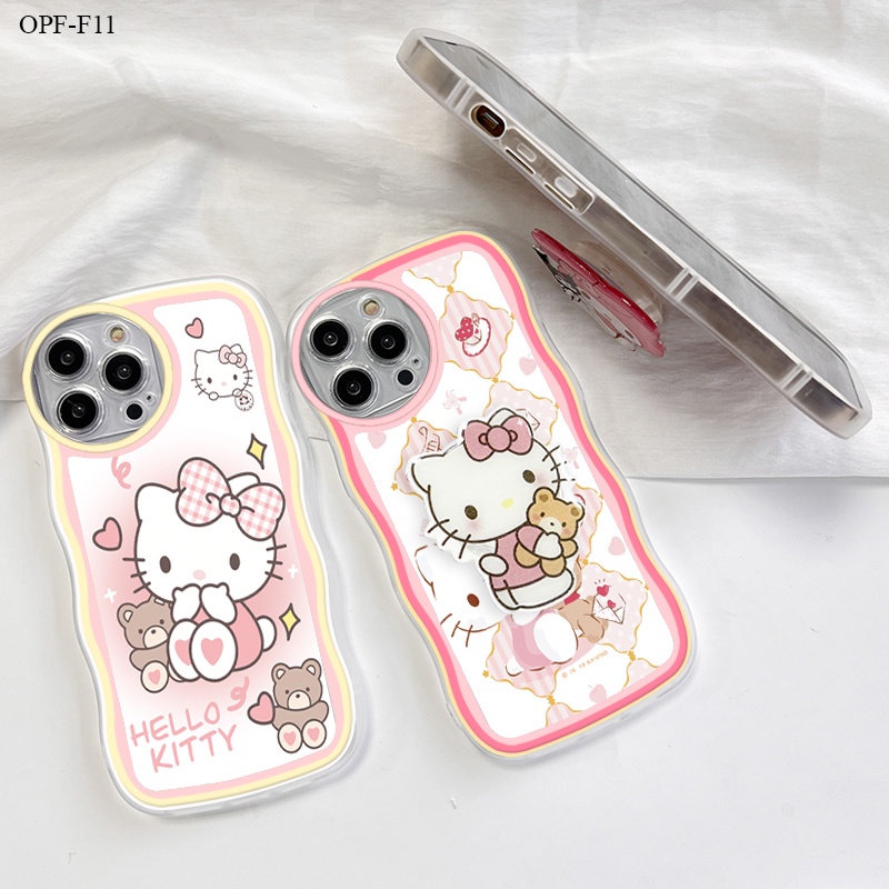 【ฟรี ที่วางโทรศัพท์】OPPO F11 F9 F7 F5 F3 F1S Youth Pro เคสออปโป้ สำหรับ Soft TPU Clear Case การ์ตูน Cute Cat เคสโทรศัพท์ Big Wave Shockproof Cover