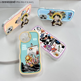 Realme 9 9i 8 8i 7i C17 Pro Plus Pro+ 5G 4G เคสเรียวมี สำหรับ Case Cartoon Anime Luffy Wave Bracket เคส เคสโทรศัพท์ เคสมือถือ Full Back Cover Soft Cases Protective Shell Shockproof Casing