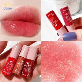 Lip Glaze Shiny Crystal Lip Honey Pearlescent พร้อมลิปกลอสสีเจลลี่แวววาว (1ชิ้น) 【Doom】