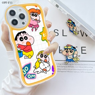 【ฟรี ที่วางโทรศัพท์】OPPO F11 F9 F7 F5 F1S Youth Pro เคสออปโป้ สำหรับ Soft TPU Clear Case การ์ตูน Crayon Shin เคส เคสโทรศัพท์ เคสมือถือ เคสนิ่ม Big Wave Shockproof Cover