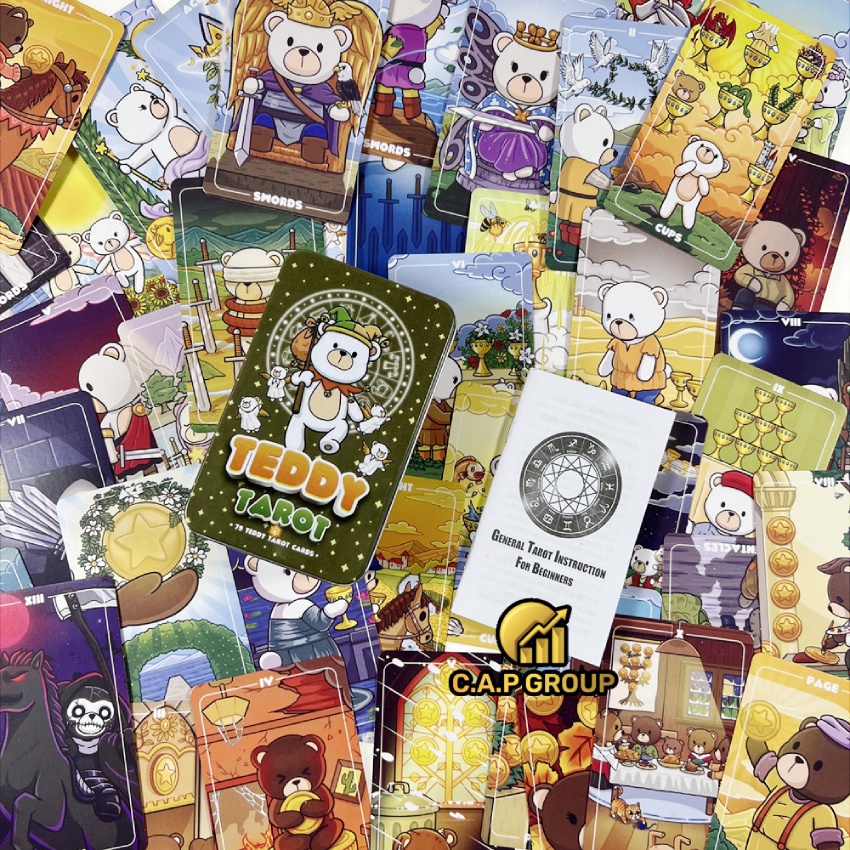 Premium Teddy Bear 78-card Tarot สํารับ - กล่องเหล็ก