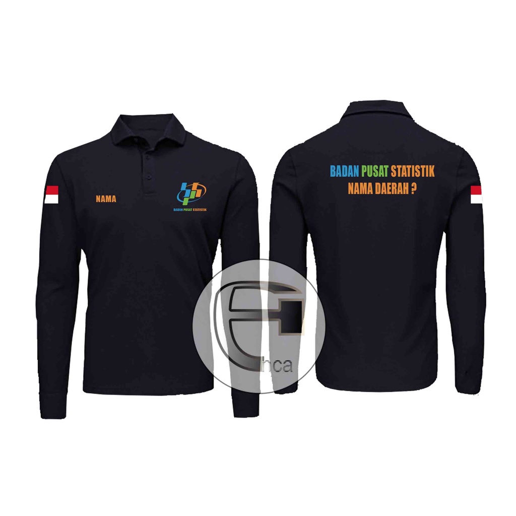 เสื้อยืดคอปกยาว Central Bureau of Statistics Bps ชื่อและโลโก้ขอฟรี