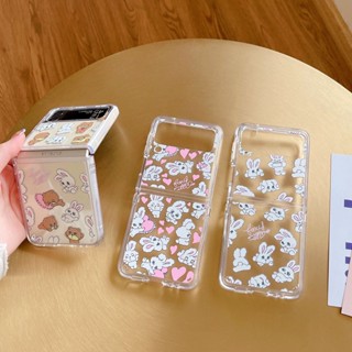 Casetify เคสโทรศัพท์ PC แข็ง แบบใส กันกระแทก ลายกระต่ายอวกาศ สําหรับ Samsung Galaxy Z Flip 3 4
