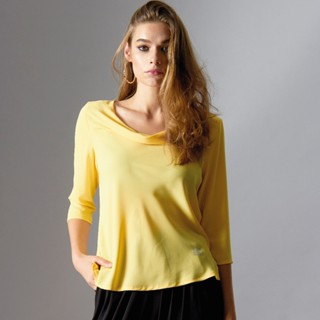 Guy Laroche Cowl Neck Yellow Blouse เบลาส์คอถ่วงสีเหลือง เบลาส์ใส่ทำงาน กีลาโรช (GS47YE)