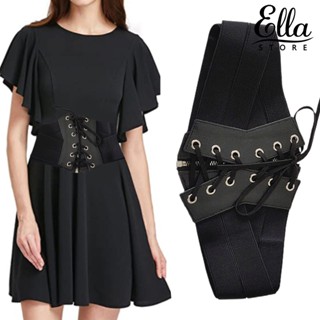 Ellastore123 เข็มขัดหนังเทียม แบบผูกเชือก มีซิป สีพื้น สไตล์วินเทจ สําหรับผู้หญิง