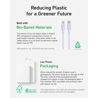 Anker 542 USB-C to Lightning Cable (Bio-Based) สายชาร์จเร็ว iPad iPhone 14/13/12 มาตรฐาน MFi