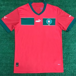 เสื้อกีฬาแขนสั้น ลายทีมชาติฟุตบอล Morocco 22-23 ทีมเยือน ไซซ์ S-XXL ชุดเหย้า AAA