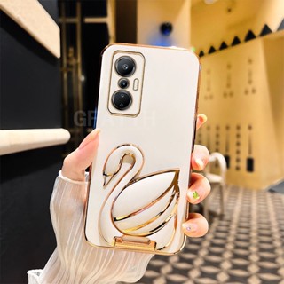 2022 New เคสโทรศัพท Infinix HOT 20 Free Fire HOT20 5G HOT 20i 20S 20 Play Fashion Soft Case Plating with Swan Pull Rod Bracket Camera Lens Protection Cover เคส HOT20i HOT20s