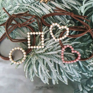 Circle Square Heart White Pink Pearl Brown Hair Ties : ยางรัดผม สีน้ำตาล มุก ขาว วงกลม สี่เหลี่ยม หัวใจ ชมพู