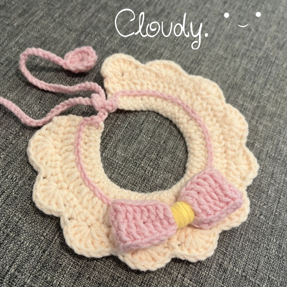 Cloudy CANDY ปลอกคอสัตว์เลี้ยง ปลอกคอแมว ปลอกคอสุนัข ปลอกคอไหมพรม โครเชต์