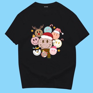 เสื้อยืดสกรีนลาย christmas smiley 😊 พร้อมส่ง✨