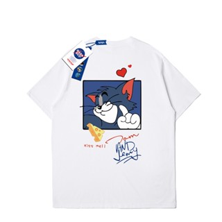 เสื้อยืดใหม่ เสื้อยืดแขนสั้น พิมพ์ลายการ์ตูน NASA Tom and Jerry Tom แฟชั่นคู่รัก สําหรับผู้ชาย ผ้า  100% พร้อมส่ง  _49