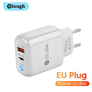 Elough อะแดปเตอร์ชาร์จเร็ว 38W PD QC 3.0 2 พอร์ต Type C USB