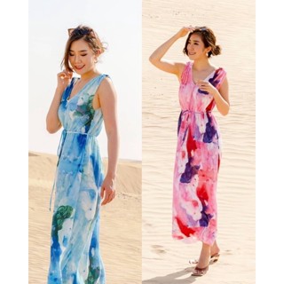 maxi dress ชุดเดรส เดรสอัดพลีท อัดพลีท อัดพลีทไฮโซ