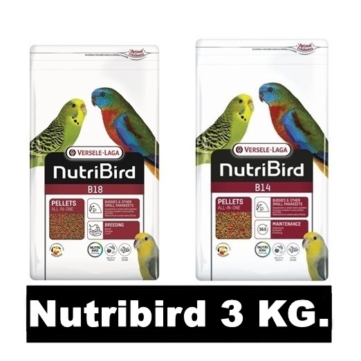 NutriBird B18 - B14  อาหารนกกรงหัวจุก เลิฟเบิร์ด ฟอฟัส หงษ์หยก บรรจุ 3 กิโลกรัม