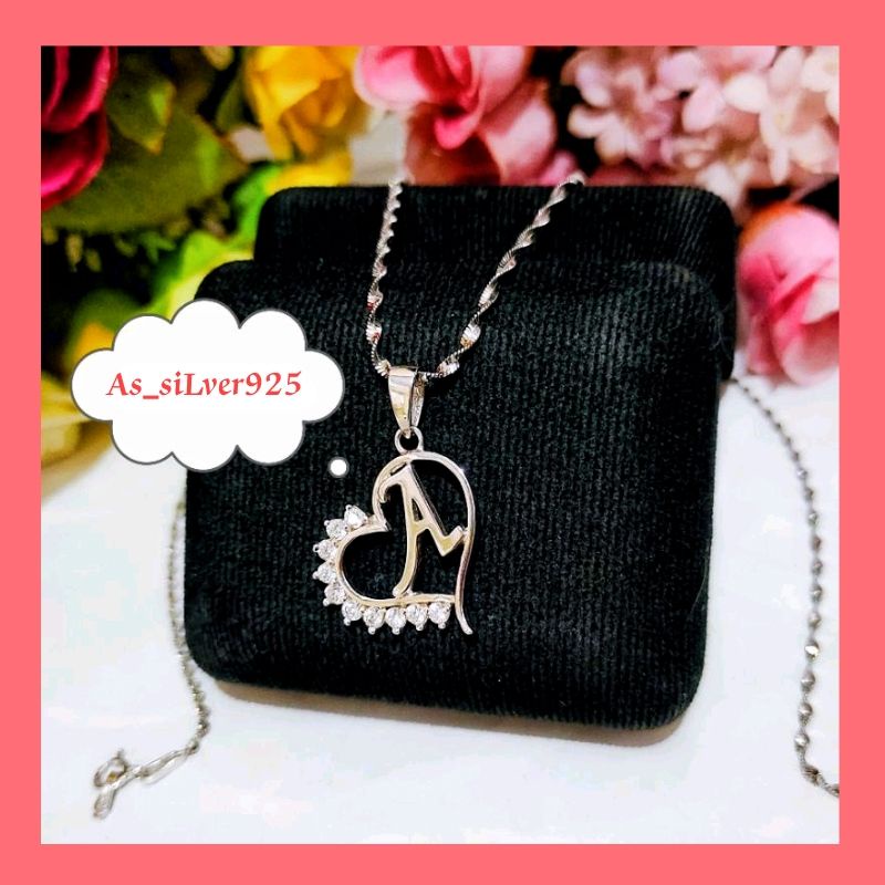 LETTER/ALFABET/ABJAD PENDANT เงินแท้ 925 จานทองสีขาว