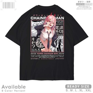 เสื้อสีขาว เสื้อยืด พิมพ์ลายอนิเมะ Chainsaw MAN POWER DEVIL HUNTER สไตล์ญี่ปุ่น x A2533 Kisetsuเสื้อยืด_37