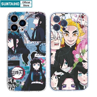 SUNTAIHO เคสโทรศัพท์มือถือแบบนิ่ม TPU ใส ลายการ์ตูนดาบพิฆาตอสูร สําหรับ iPhone 11 Pro Max 12 13 14 Pro XR XS Max 7 Plus 8 Plus