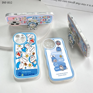 Infinix Hot 12 12i 20 20i 20S Play Pro สำหรับ Case Cartoon Doraemon Cat Wave Bracket เคส เคสโทรศัพท์ เคสมือถือ Full Back Cover Soft Cases Protective Shell Shockproof Casing