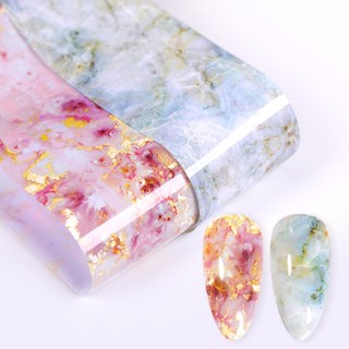 【AG】Marble Stained Starry Nail Art Pink Blue Foil Transfer Decals