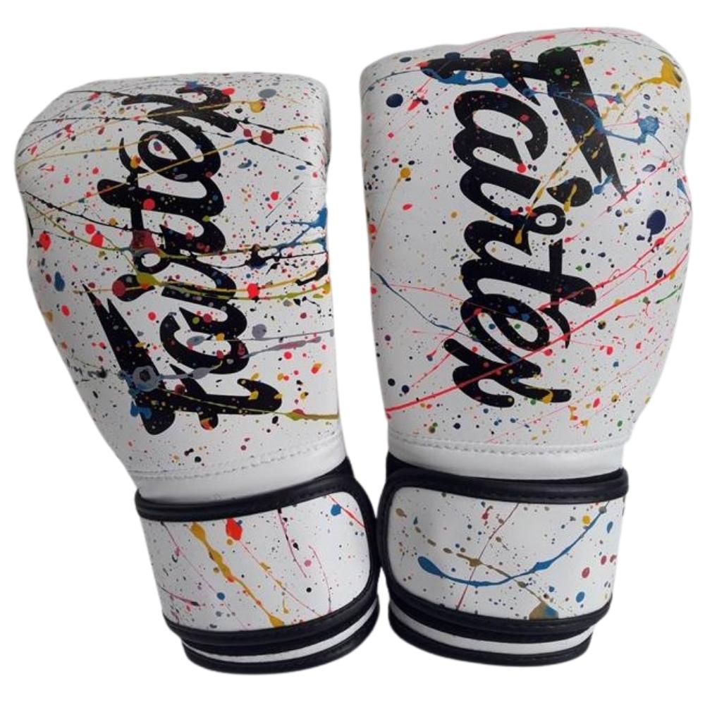 Fairtex Boxing Gloves BGV14PT white color New Painting  Sparring MMA K1 นวมซ้อมชก แฟร์แท็ค ขาว ลายปริ้นหลากสี