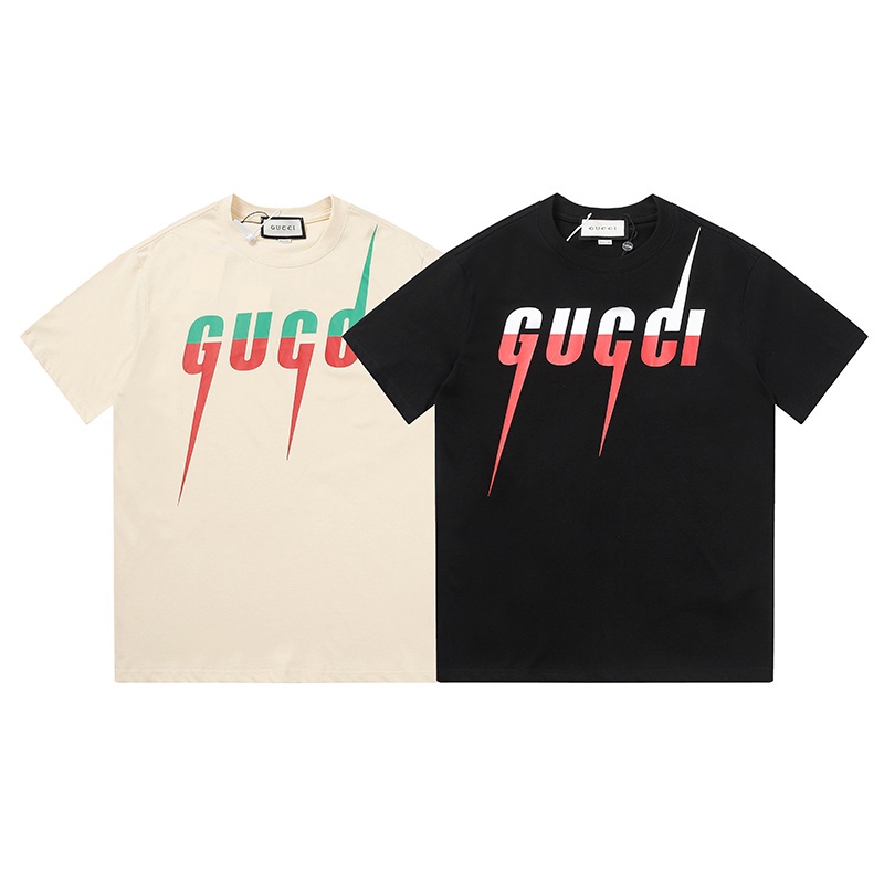 เสื้อยืดแขนสั้นลําลอง พิมพ์ลายโลโก้สายฟ้า ทรงหลวม สีคอนทราสต์ แฟชั่นคู่รัก