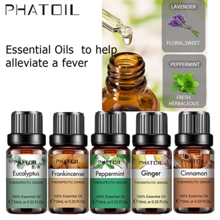 PHATOIL 10ML Natural Eucalyptus Peppermint Ginger Essential Oils  to help alleviate a fever Humidifier Oils น้ำมันหอมระเหย