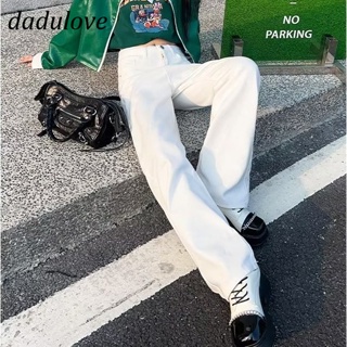 DaDulove💕 New Korean Version of White High-waisted Jeans Loose Straight-leg Pants Fashion Large Size Wide-leg Pants