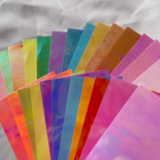 กระดาษเรนโบว์แผ่นใหญ่ (ซื้อ 10 แถม 1) กระดาษห่อของขวัญ กระดาษสี ขนาด 50x70 ซม. พับดาว พับนก เนื้อเรียบมุก เนื้อทราย