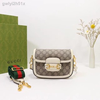 ∈♨✳(Authentic Original) 100% Gucci Women s Bag New Women s Leather Shoulder Bag Multifunctional Wild Fashion Saddle Bag