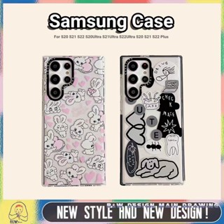 เคสโทรศัพท์มือถือแบบนิ่ม ใส กันกระแทก ลายสติกเกอร์สุนัขน่ารัก สําหรับ Samsung S20 S21 S22 S20Ultra S21Ultra S22Ultra S20 S21 S22 Plus