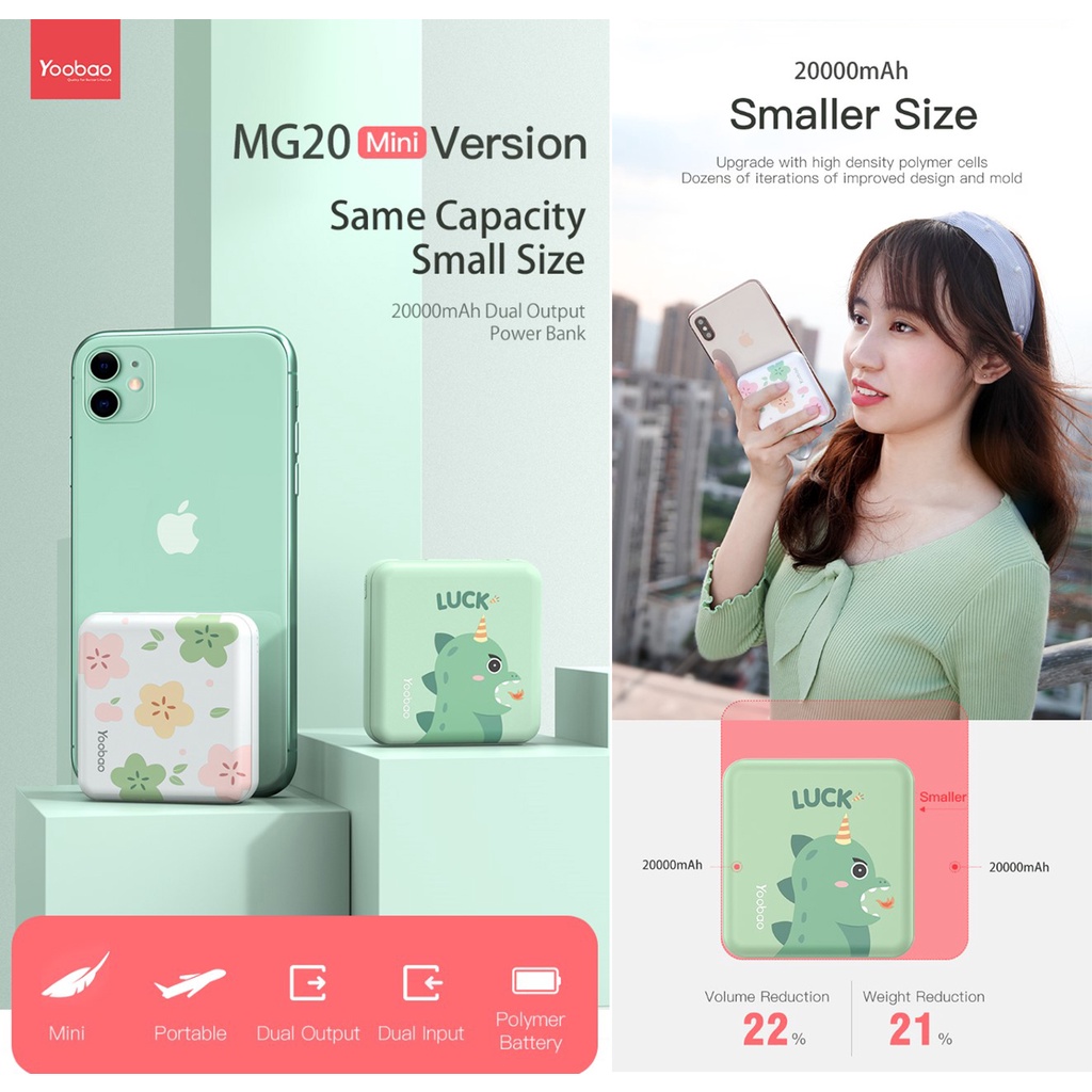 ประกัน1ปี Yoobao MG20Mini V1/V2/V3Q 20000mAh(ฟรีซองกันน้ำ)V3Q/PD20/22.5W / V1/V2/ 2.1A แบตสำรอง รูปที่ 5