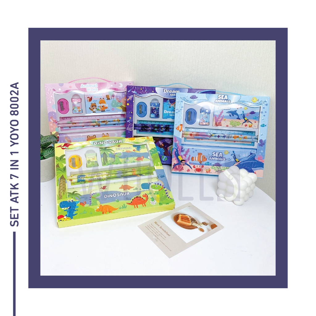 7 IN 1 ATK ชุด YOYO 8002A ANIMAL MOTIF DINOSAUR ANIMAL WORLD SEA ANIMALS DREAM SPACE น่ารัก SCHOOL C