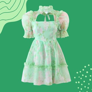 [𝗣𝗥𝗘-𝗢𝗥𝗗𝗘𝗥]💚Light green short dress เดรสกระโปรงระบายสั้น ซิปหลัง มีซับใน