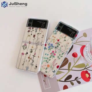 Jusheng เคสโทรศัพท์มือถือแฟชั่น ลายดอกไม้แห้ง HD สําหรับ Samsung Z Flip4 Z Flip3