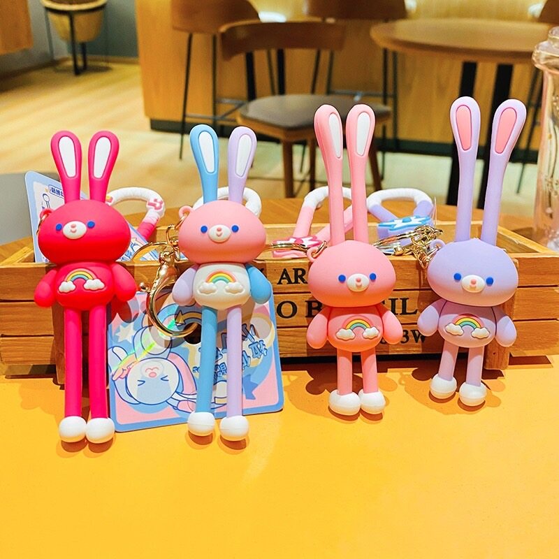 🐰พวงกุญแจ YS105 กระต่ายน่ารัก ขายาว สีรุ้ง ยืดหยุ่น เหมาะกับของขวัญ ห้อยกระเป๋า/ห้อยกุญแจ 🐰พร้อมส่ง🐰