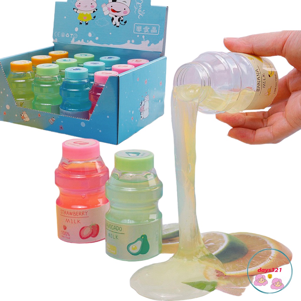 Slime BASIC LIQUID MILK BOTTLE 10 สี สกุชชี่สวยๆ ของเล่นกระปุกสแลมเมือก