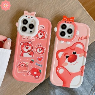 เคสโทรศัพท์มือถือนิ่ม ลายการ์ตูนหมีสตรอเบอร์รี่ 3D ประดับโบว์มอนสเตอร์น่ารัก สําหรับ Redmi A1 + 9 9T 10C 10 10A 9C NFC 9A Note 11 10s 11Pro + 8 9 11s 10 10Pro POCO X3 Pro NFC M3 Mi 11 Lite เคส