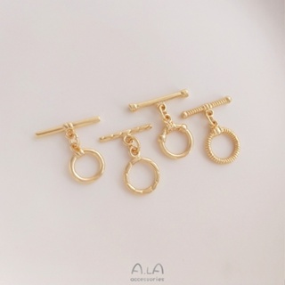 บักเกิลเกลียว OT เคลือบทอง 14k ทรงกลม แวววาว สําหรับเชื่อมต่อเครื่องประดับ สร้อยคอ สร้อยข้อมือ diy