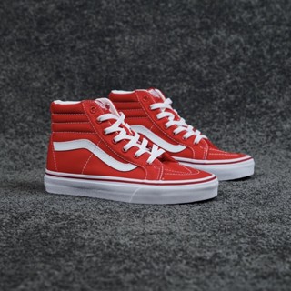 Vans SK8-Hi รองเท้าผ้าใบ ข้อสูง สีแดง แฟชั่นคลาสสิก สําหรับผู้ชาย และผู้หญิง -2023