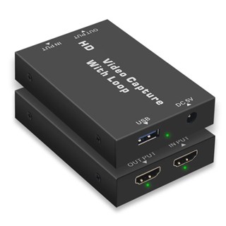 4k HD USB 2.0 TV Loop Out Audio Video Capture Card 1080P แผ่นบันทึกวิดีโอกล้อง Grabber สําหรับ OBS Switch Game Live Streaming