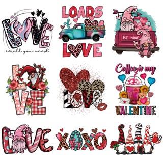 แผ่นแพทช์รีดร้อน ลาย Happy Valentines Day สําหรับติดตกแต่งเสื้อผ้า Diy