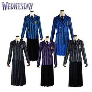 New TV Wednesday Addams Cosplay Costume The Addams Family Fancy School Uniform Carnival Night Party Dressing Adult Girls Women Clothing