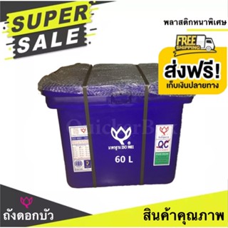 🇹🇭ร้านไทย🇹🇭 ถังน้ำแข็ง ถังแช่ ถังน้ำดื่ม ถังแช่น้ำแข็ง ขนาด 60 ลิตร ตราดอกบัว ถังสีน้ำเงิน ส่งฟรีทั่วประเทศ