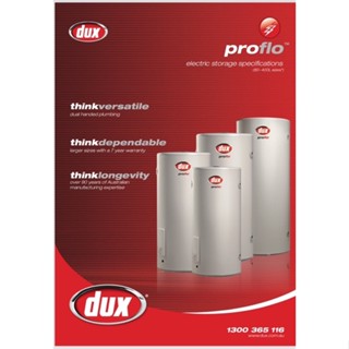 DUX เครื่องทำน้ำร้อนชนิดหม้อต้มไฟฟ้า(Single Element) รุ่นProflo_T1 มีตั้งแต่ 80-400ลิตร (3.6kW./1phase/220V.)(Product of Australia)