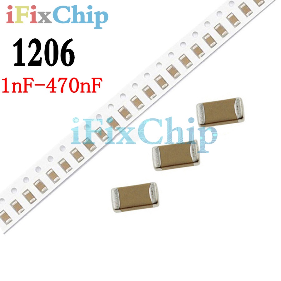 100pcs 1206 1nF-470nF 2nF 2.2nF 3.3nF 4.7nF 10nF 20nF 47nF 68nF 100nF 220nF SMD ตัวเก็บประจุเซรามิก