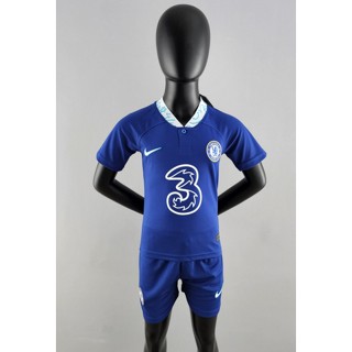 เสื้อกีฬาแขนสั้น ลายทีม Chelsea Home Kit 22 23 Jersi Budak สําหรับเด็ก