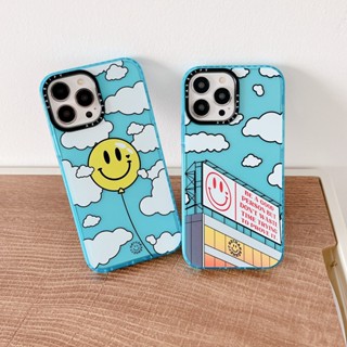 Casetify เคสซิลิโคนนิ่ม ลายหน้ายิ้ม สําหรับ iPhone 14 11 12 13 Pro X XS XR 14Pro Max